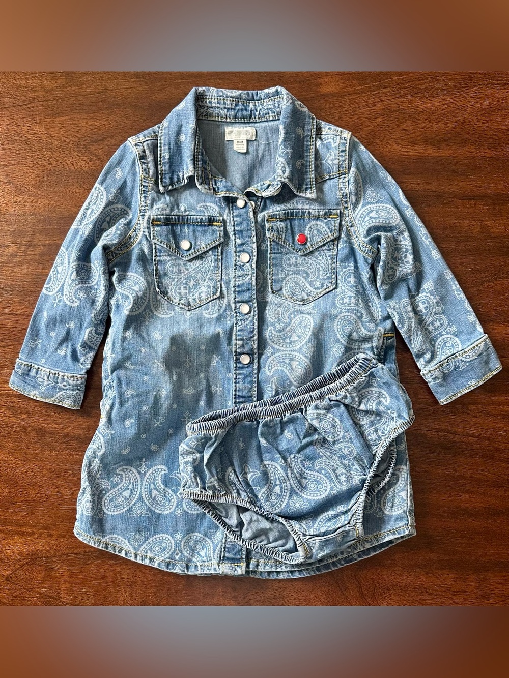 Gymboree Western Paisley Denim Dress & Bloomers Set 18–24M